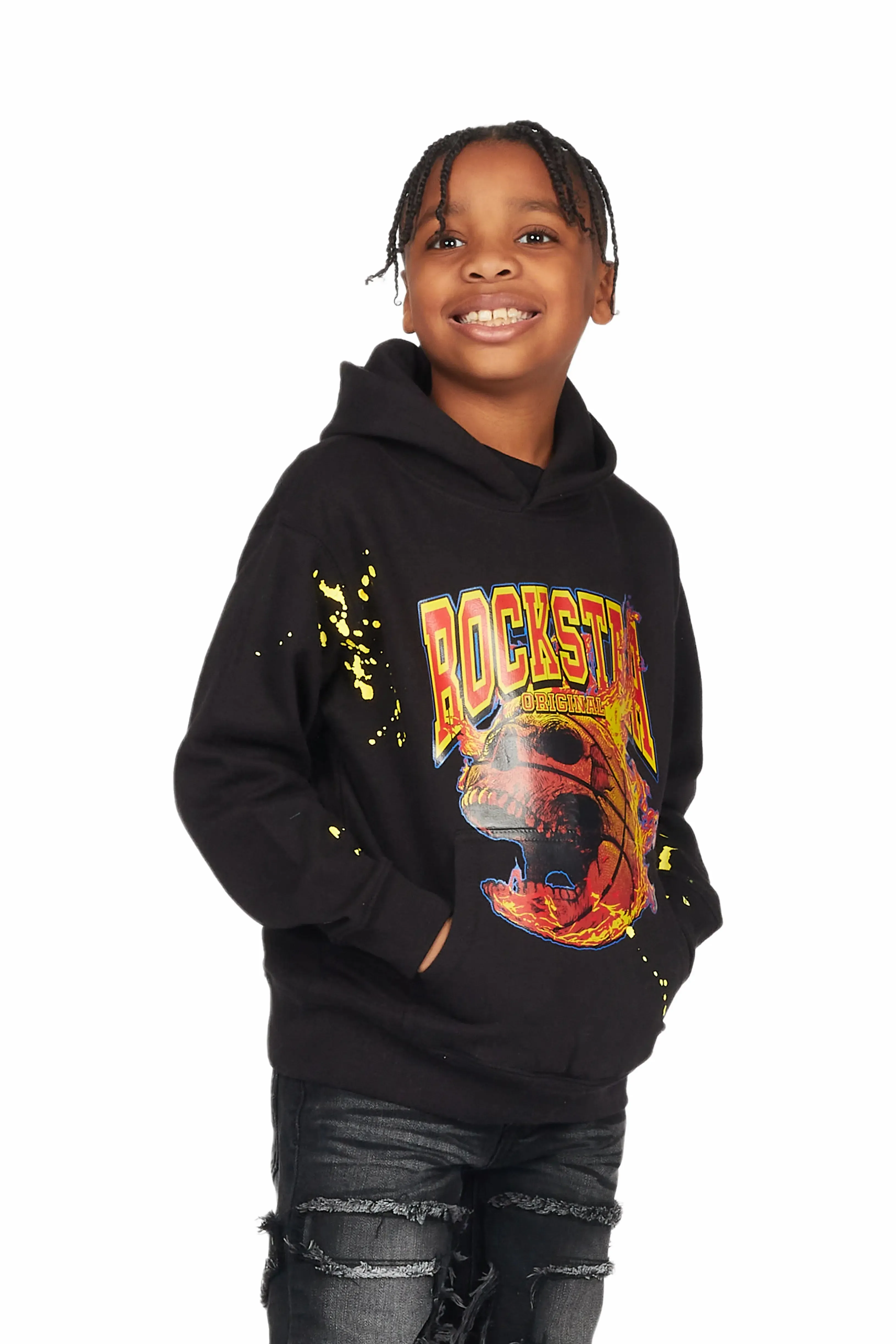 Boys Oliver Black Graphic Hoodie