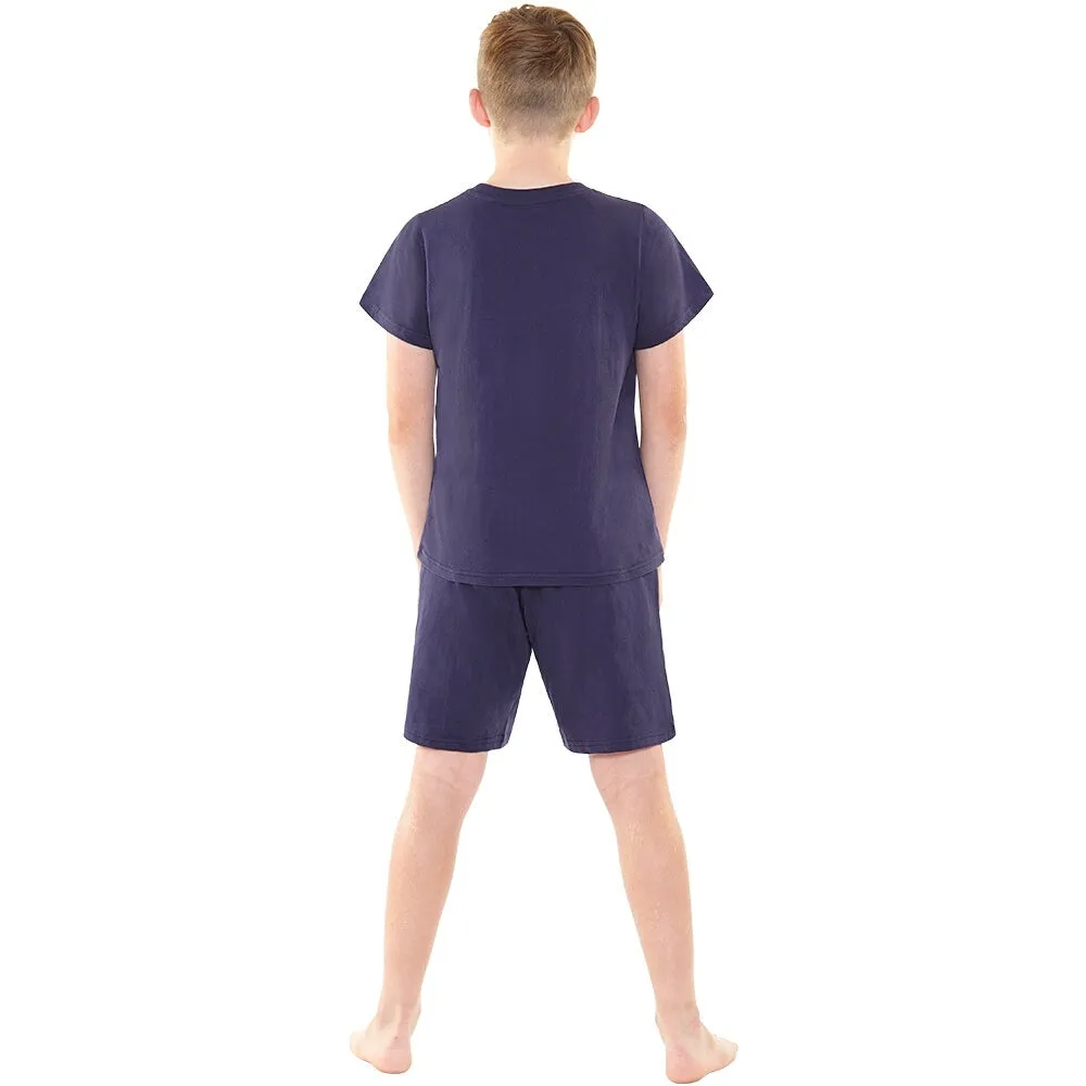 Boys Perfect Day Blue Black Gaming Shortie Pyjamas