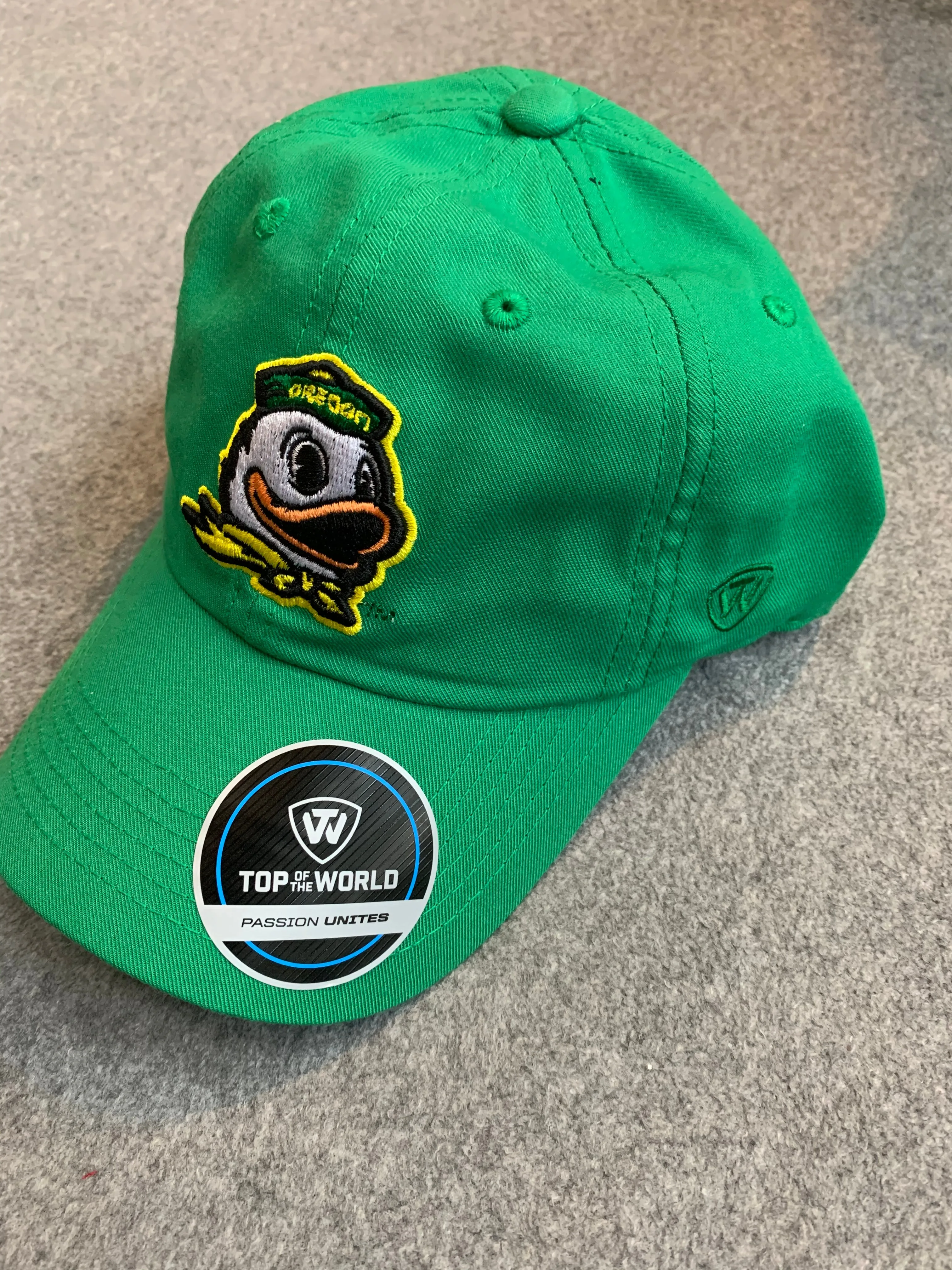 Bright Green Oregon Adjustable Hat With Duck Logo