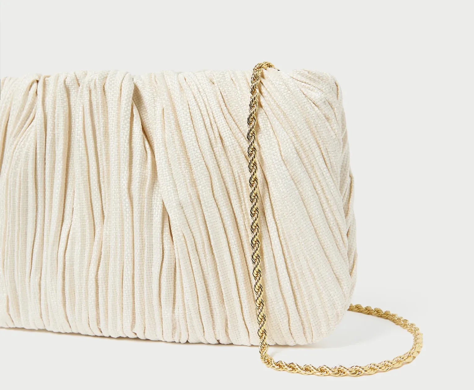 Brit Cream Flat Pleated Clutch