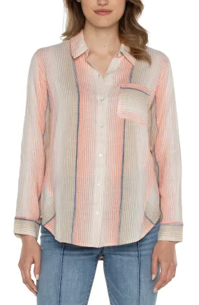 BUTTON FRONT SHIRT WITH INVERTED PLEAT