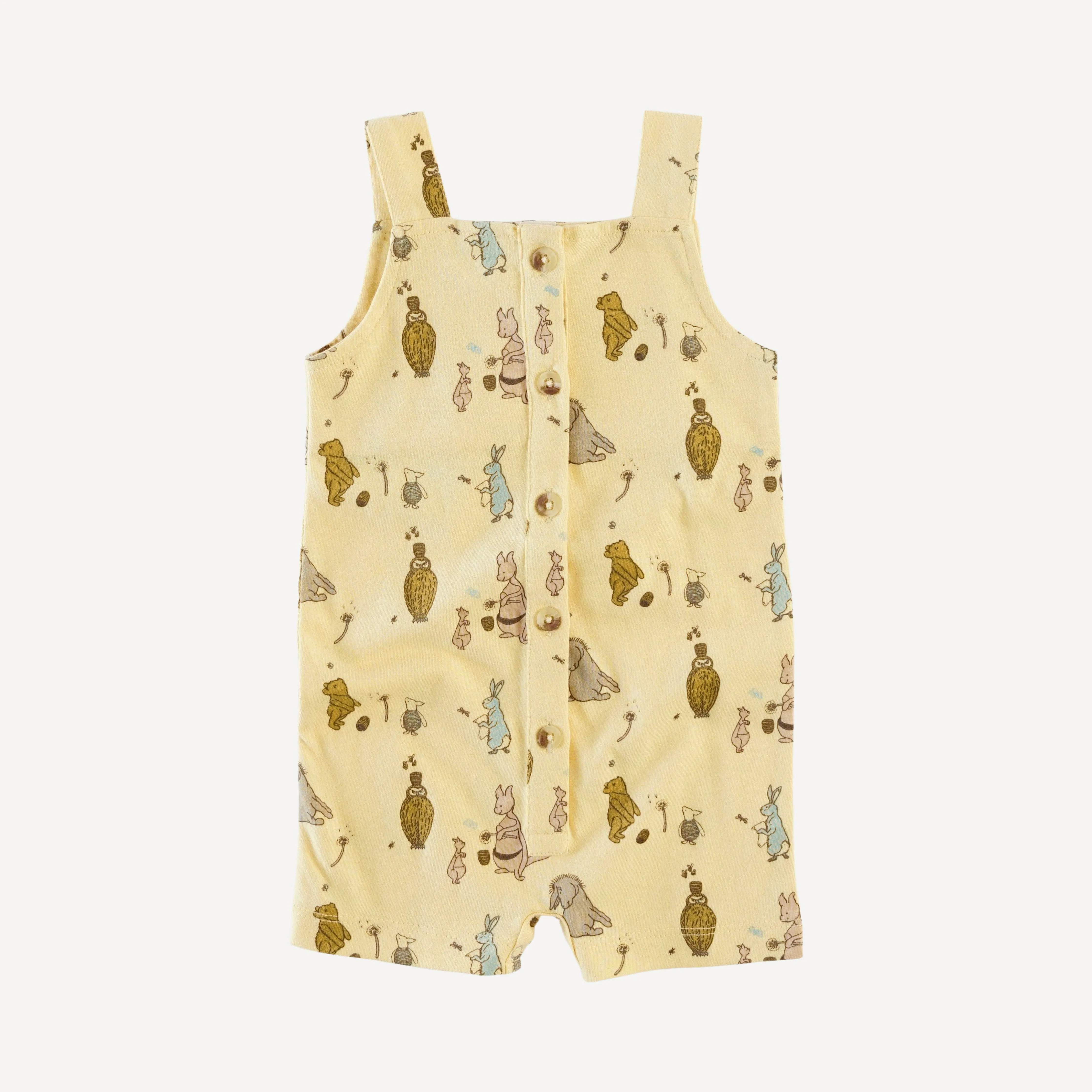 button overall shortie | pooh   friends | organic cotton jersey