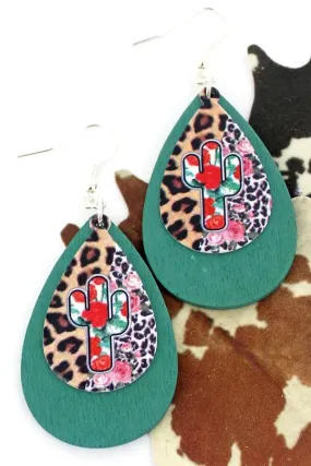 Cactus Leopard garden earrings