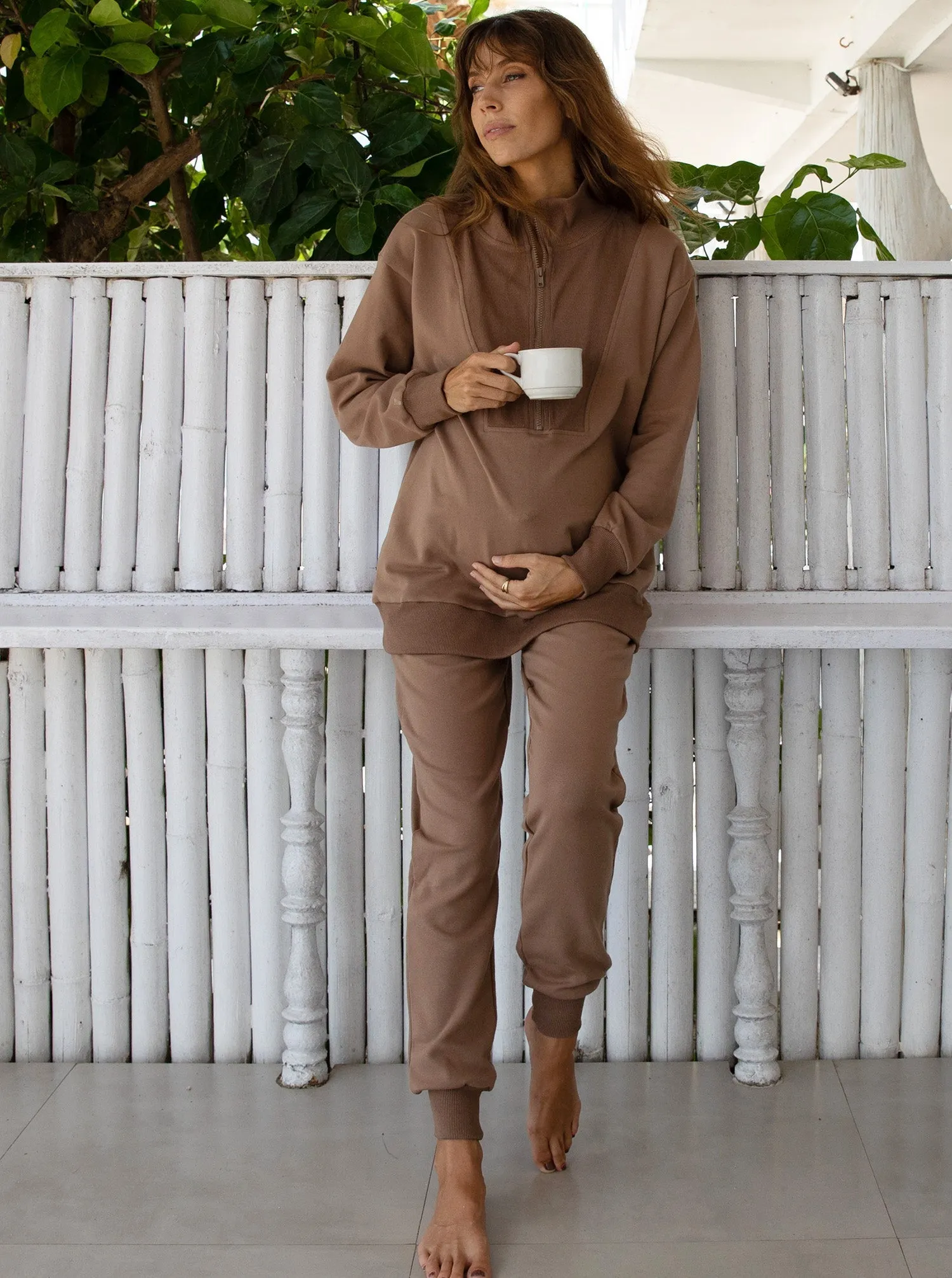 Calla Maternity Sweat Jumper in Iced Latte