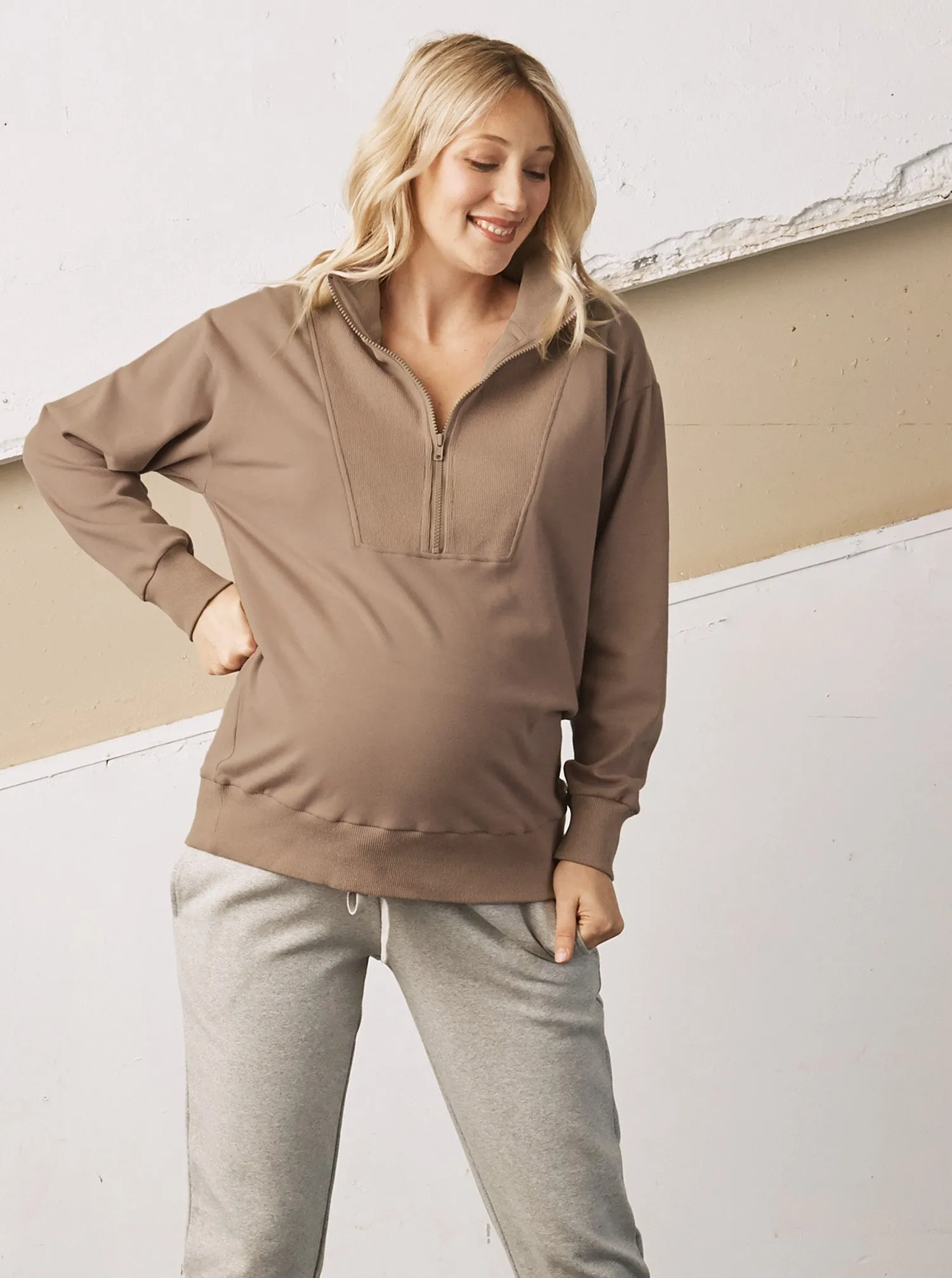 Calla Maternity Sweat Jumper in Iced Latte