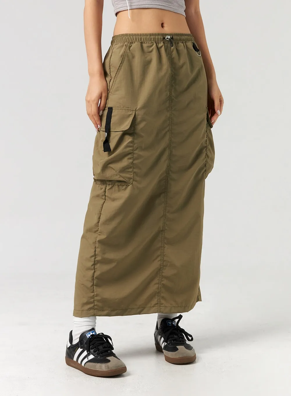 Cargo Nylon Maxi Skirt CL325