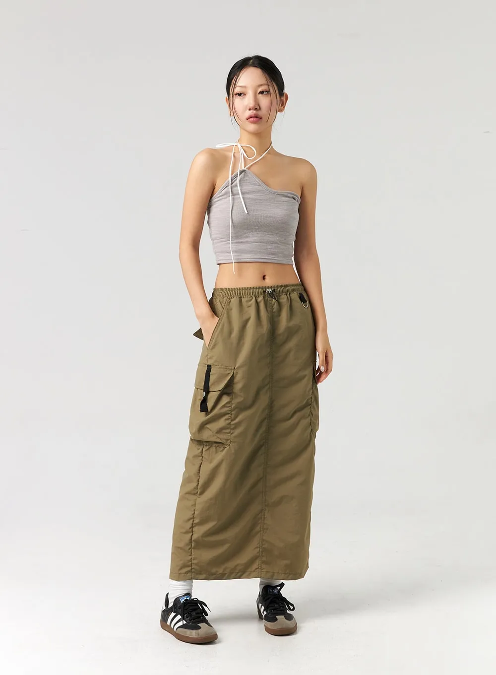 Cargo Nylon Maxi Skirt CL325