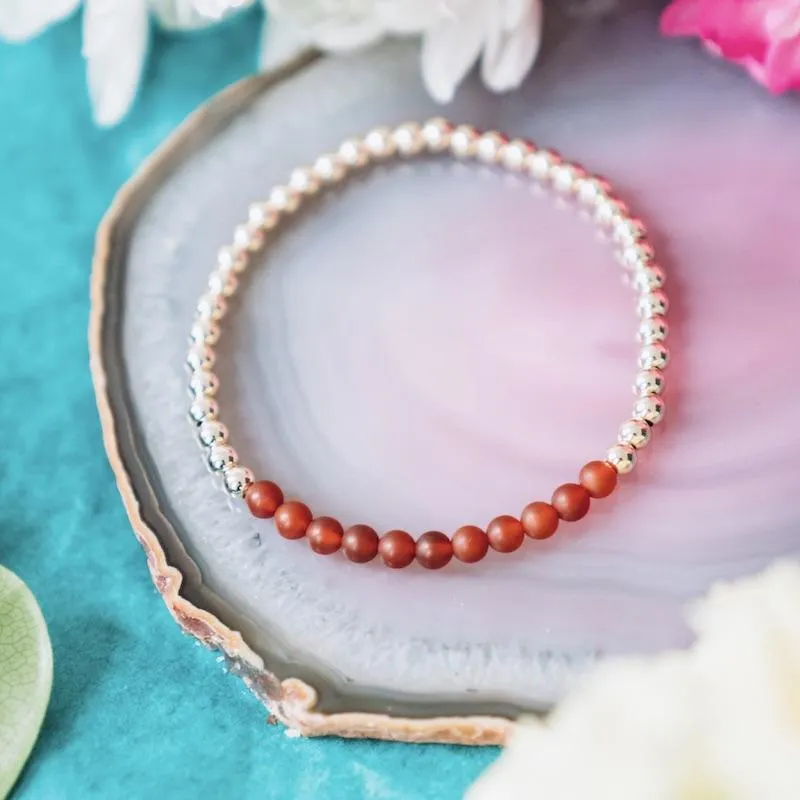 Carnelian Gold Beaded Gemstone Bracelet