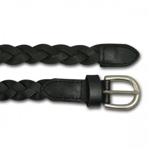 CAROL - Womens Black Genuine Leather Plaited Belt