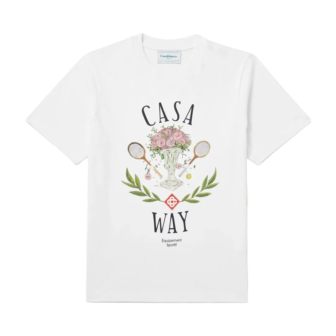 CASABLANCA CASA WAY PRINTED LOGO T-SHIRT WHITE