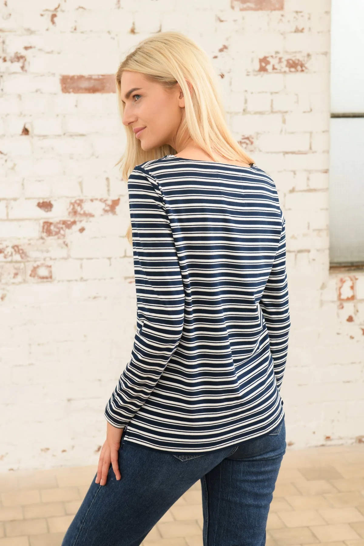 Causeway Breton Top - Navy Stripe