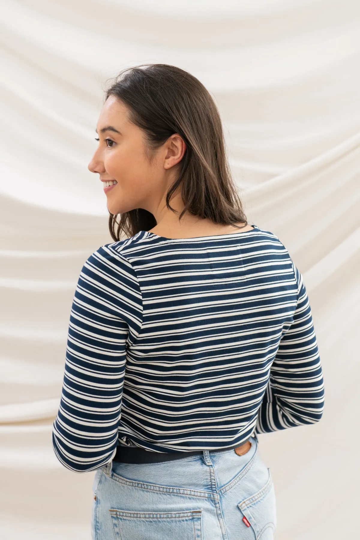 Causeway Breton Top - Navy Stripe