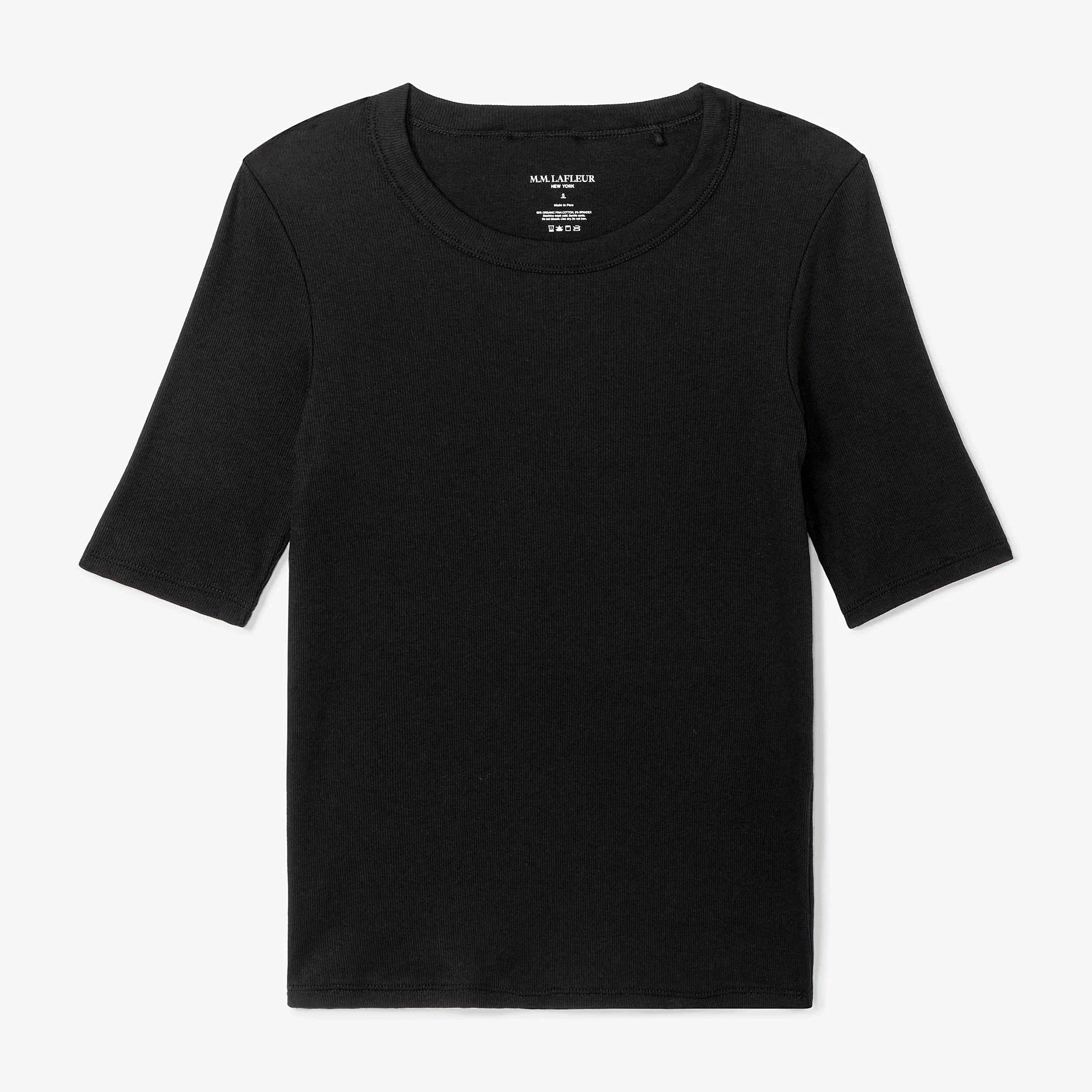 Chana T-Shirt - Organic Ribbed Pima Cotton :: Black