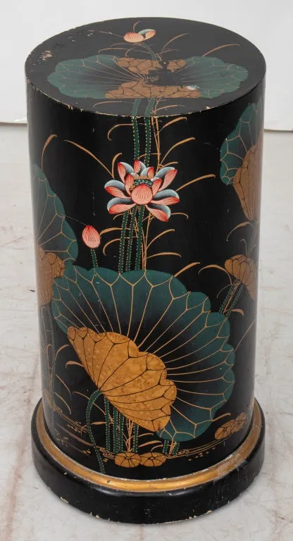 Chinoiserie Lacquered Wood Column Pedestal