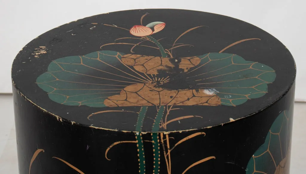 Chinoiserie Lacquered Wood Column Pedestal