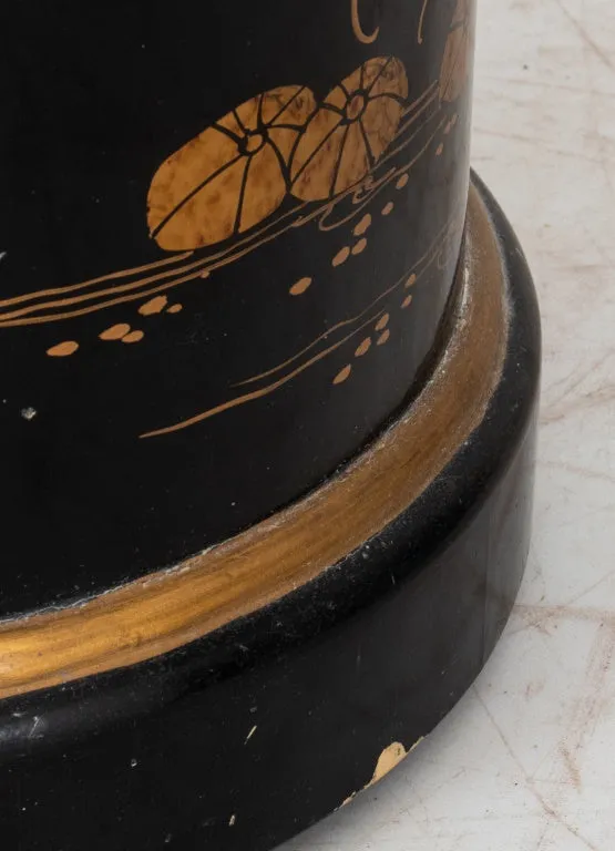 Chinoiserie Lacquered Wood Column Pedestal