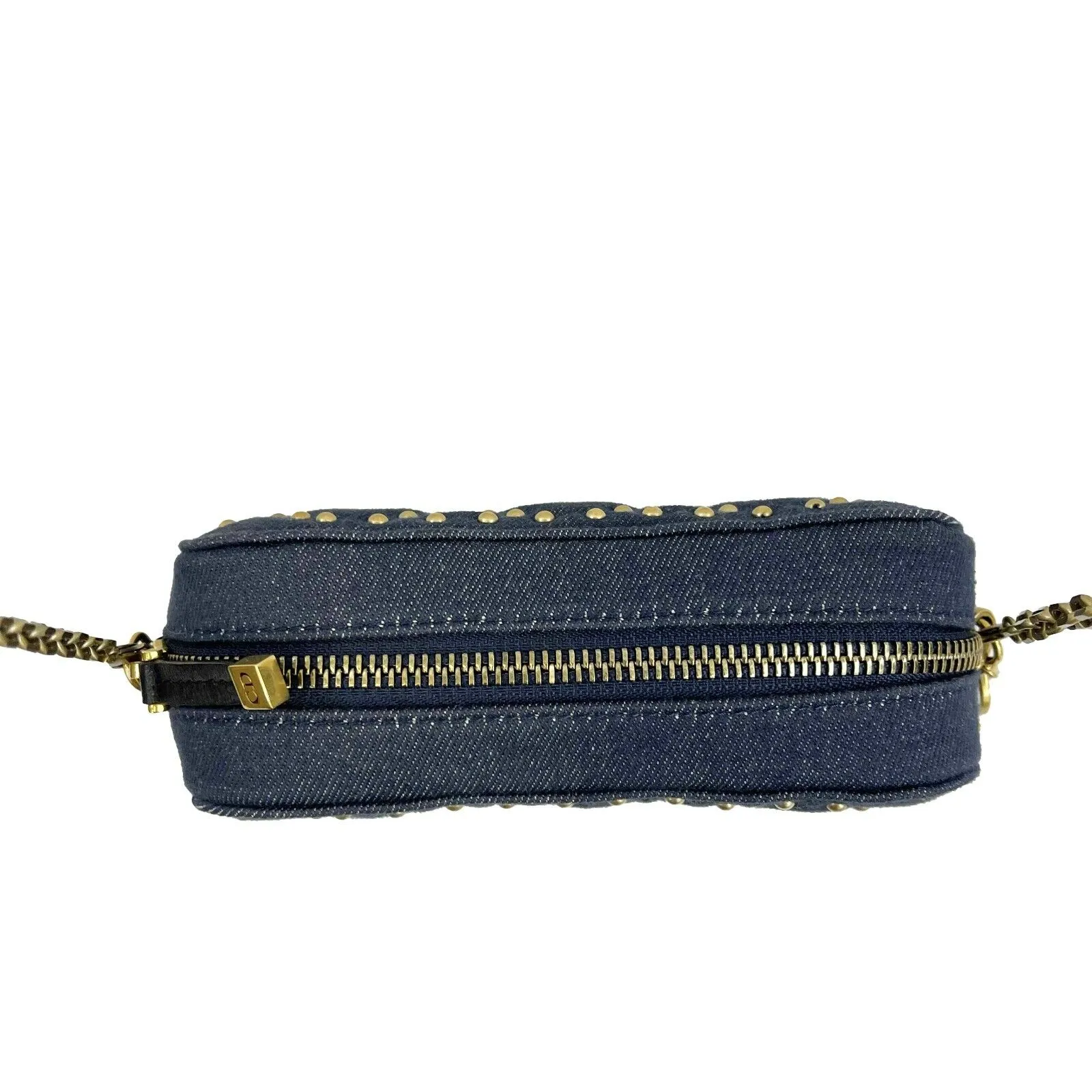 Christian Dior - Lady Dior - Antique Gold Denim Studded Camera - Chain Crossbody