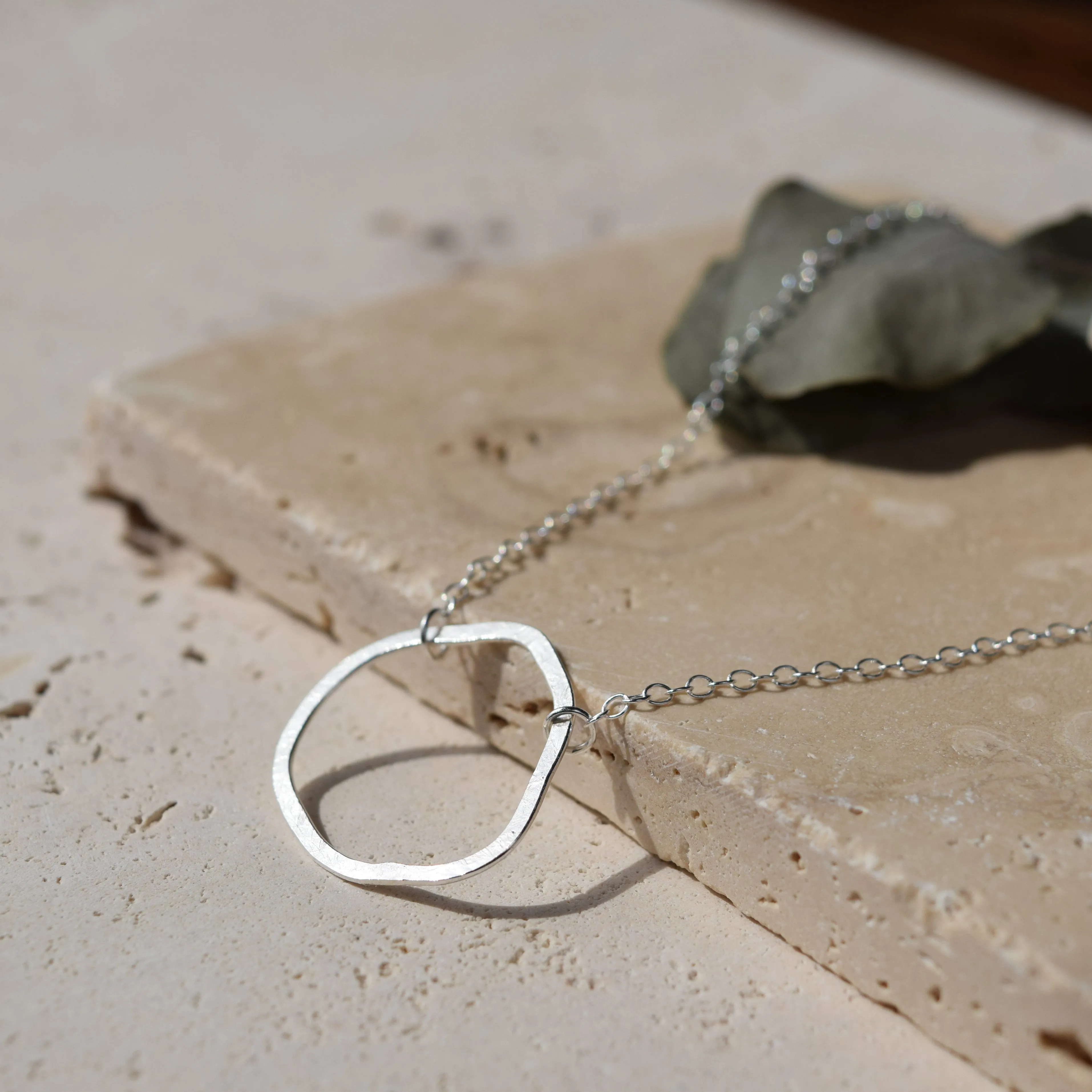 Circle Necklace - Silver - Textured