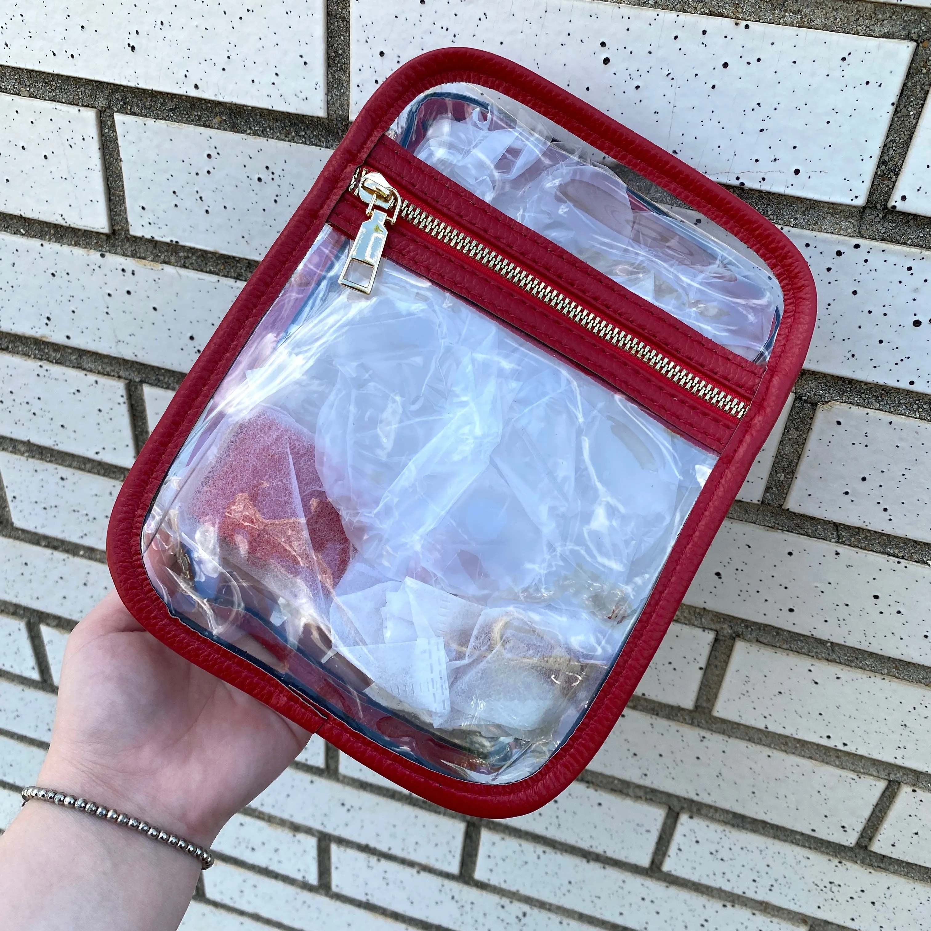 CLEAR CROSSBODY WITH TWO POCKETS AND THICK STRAPS