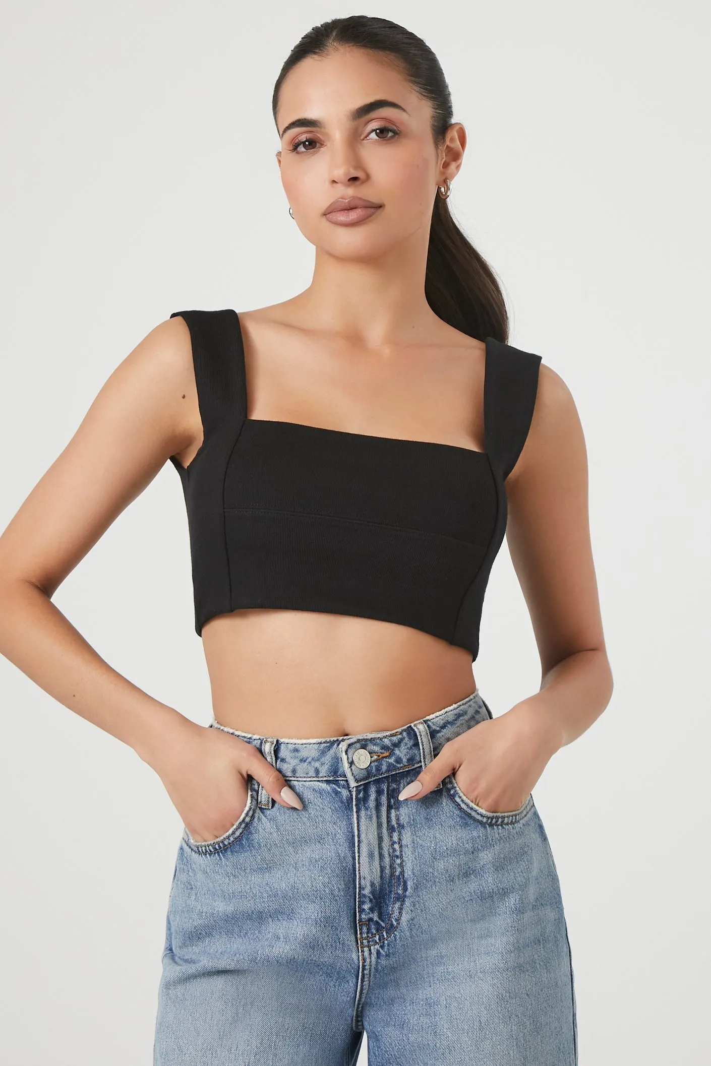 Cropped Square-Neck Tank Top