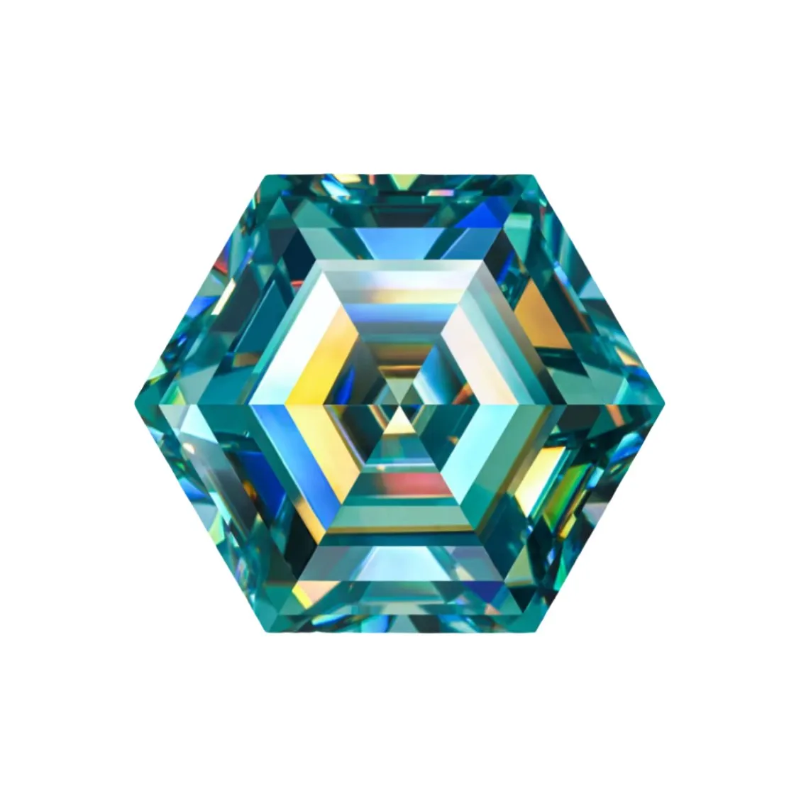 Cyan Blue Hexagon Cut Moissanite Stones