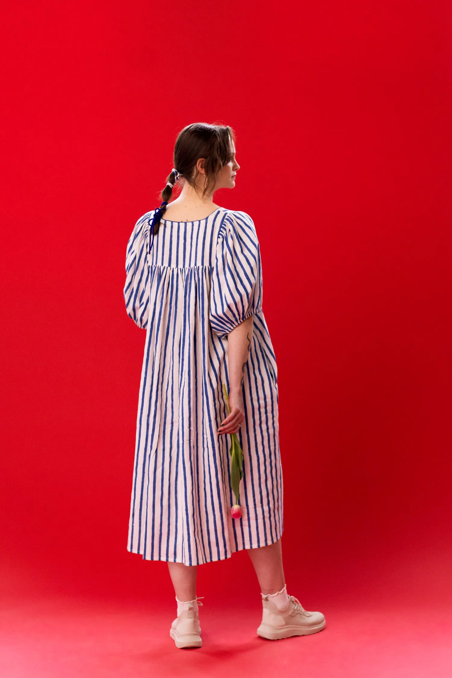 Day Dress in Blue Stripe