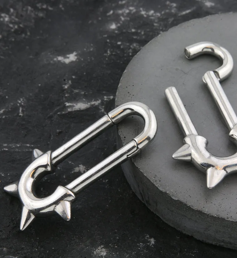 Deep Spike Stainless Steel Hinged Ear Weights