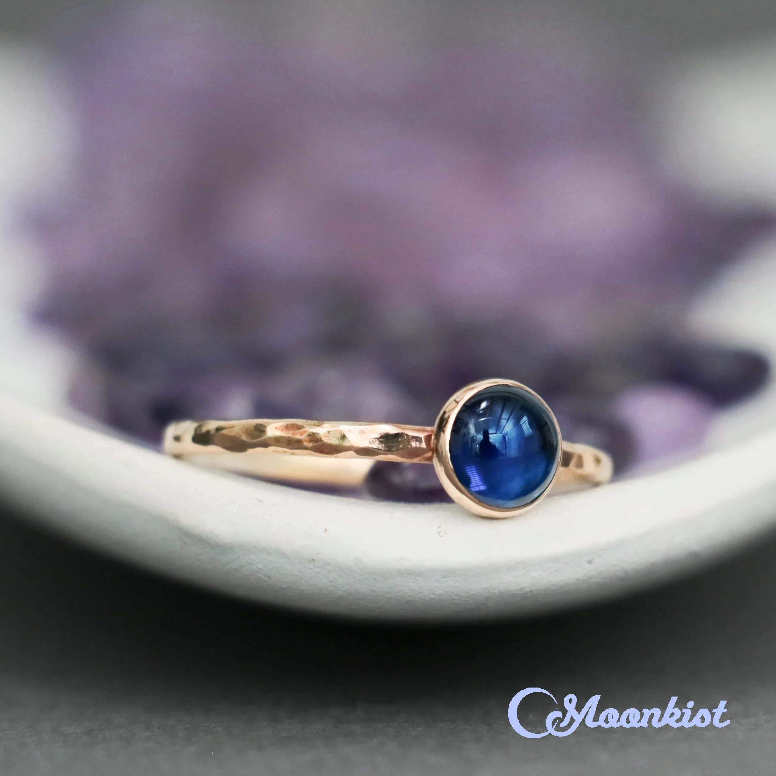 Delicate 14 K Gold Filled Blue Sapphire Stacking Promise Ring | Moonkist Designs