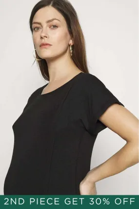 Dervla Bamboo Cotton Short Sleeve Nursing Top Black