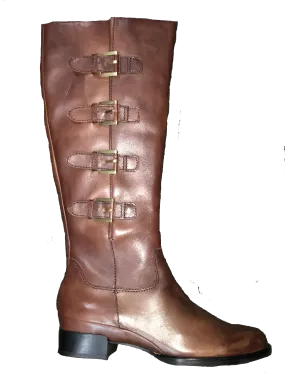 ECCO Women's "Sullivan" Tall Buckle Boot Cognac Leather 7-7.5 US/EU 38