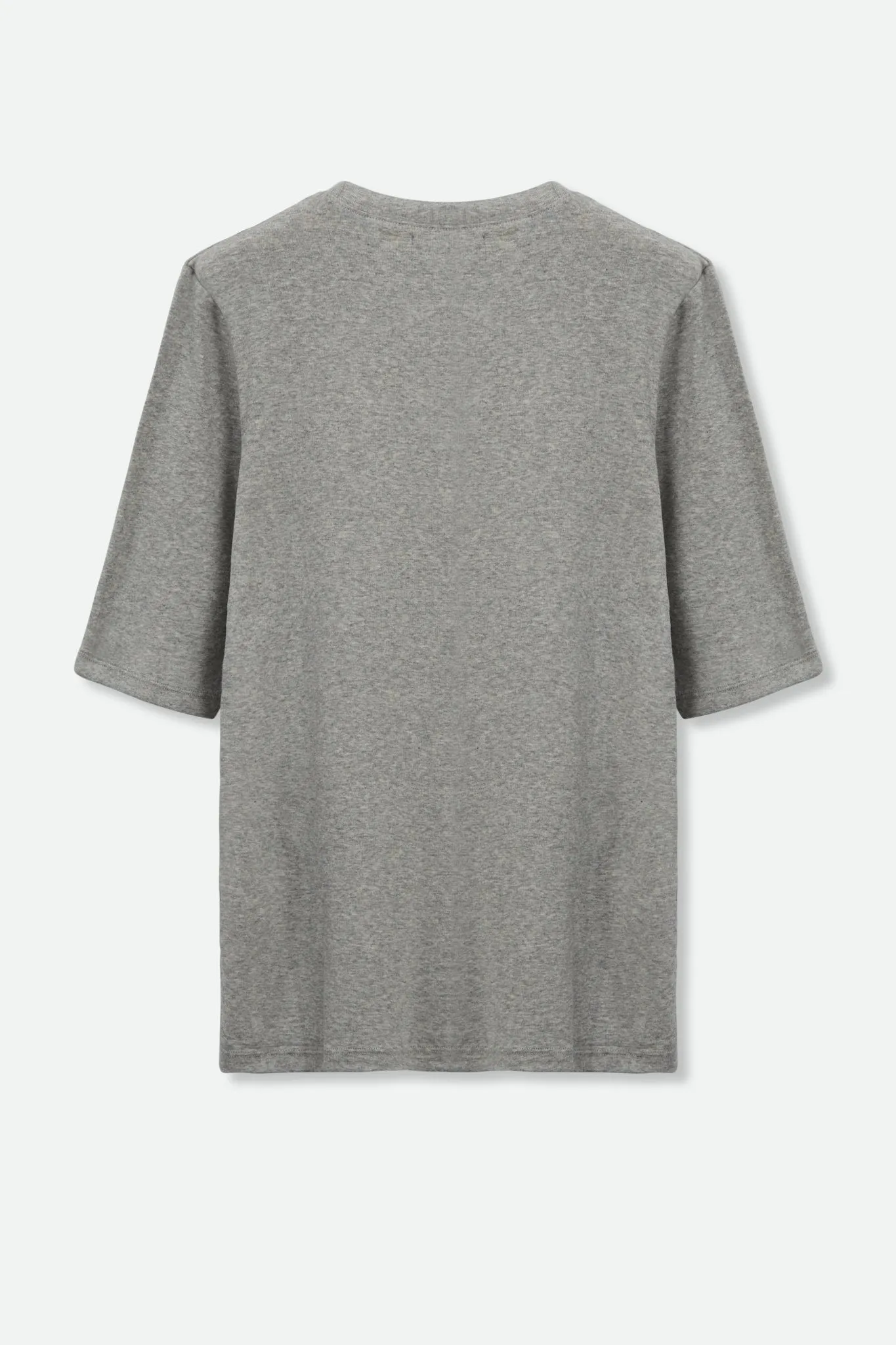 ELBOW SLEEVE CREW IN HEATHERED PIMA COTTON