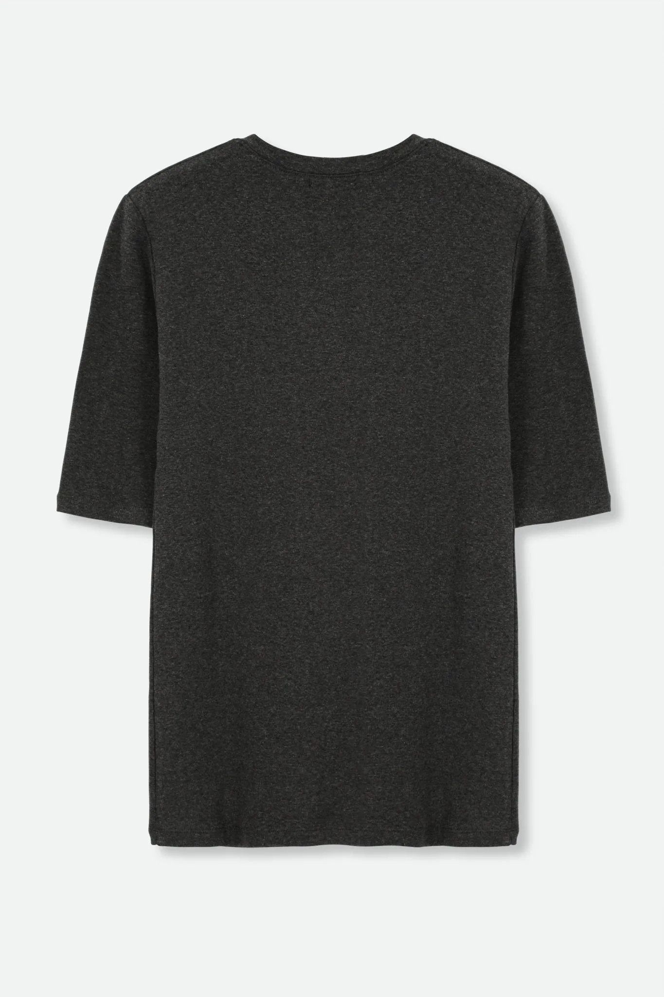 ELBOW SLEEVE CREW IN HEATHERED PIMA COTTON