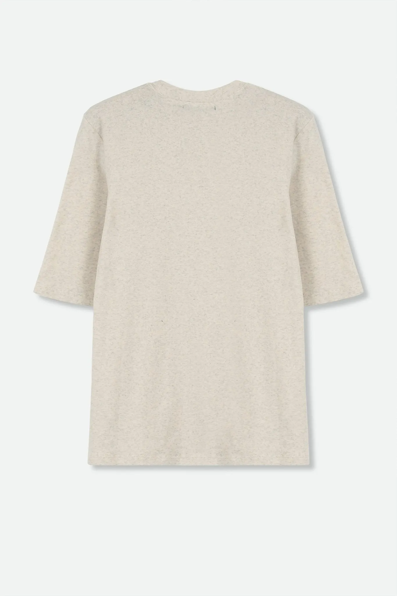 ELBOW SLEEVE CREW IN HEATHERED PIMA COTTON