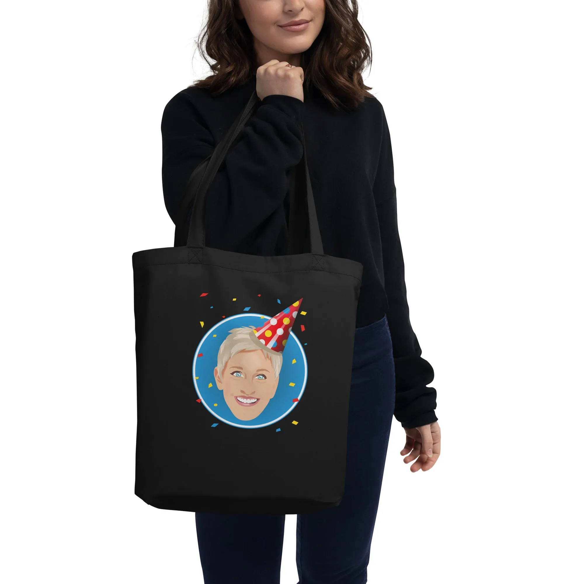 Ellen Emoji Party Hat Tote- Black