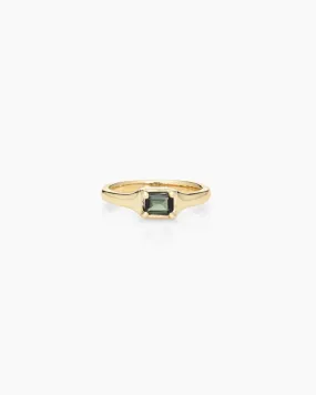 Emerald Cut 14K in Light Green Sapphire Ring