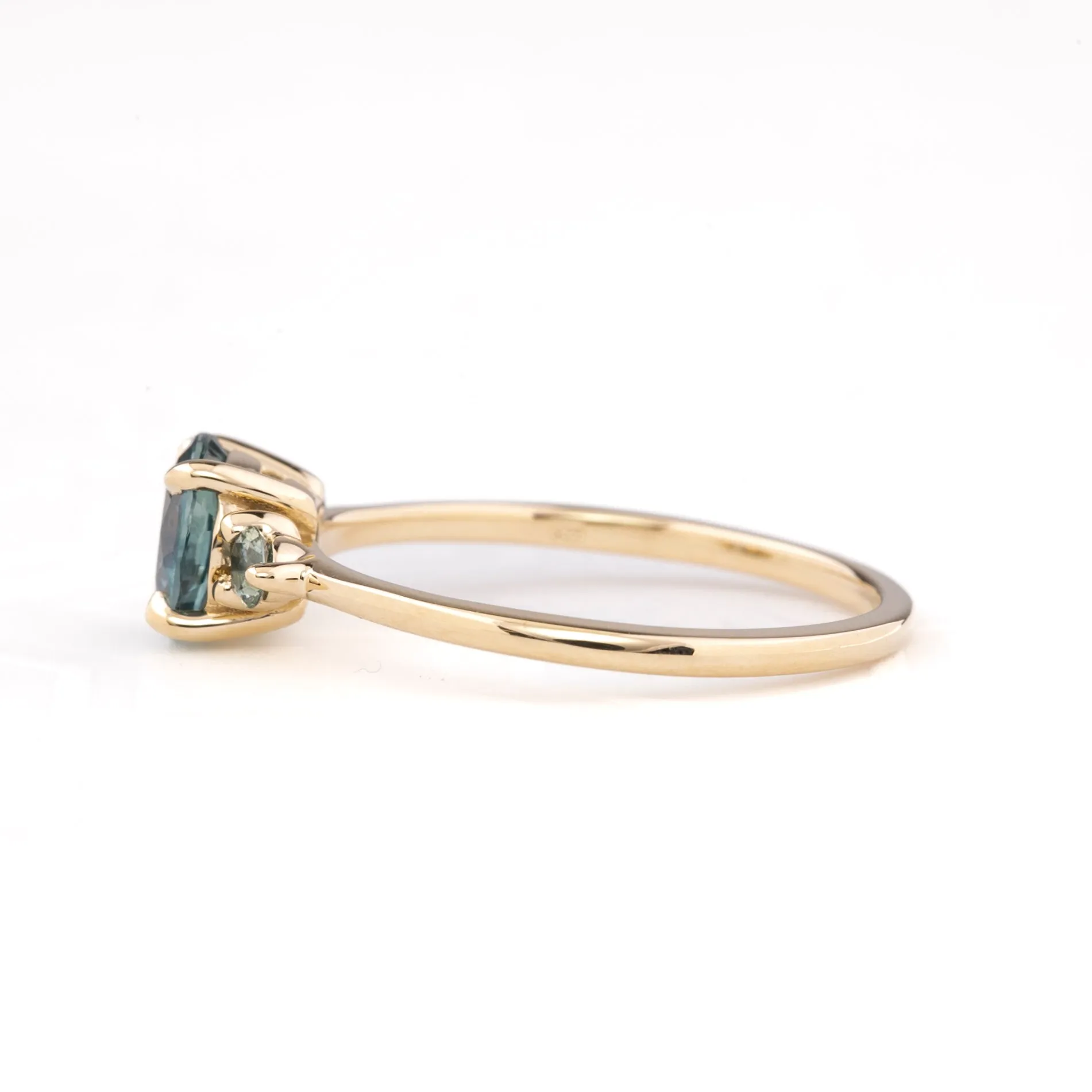 Emilie Grand Ring 1.19ct Teal Blue Montana Sapphire, 14k Yellow Gold (One of a kind)