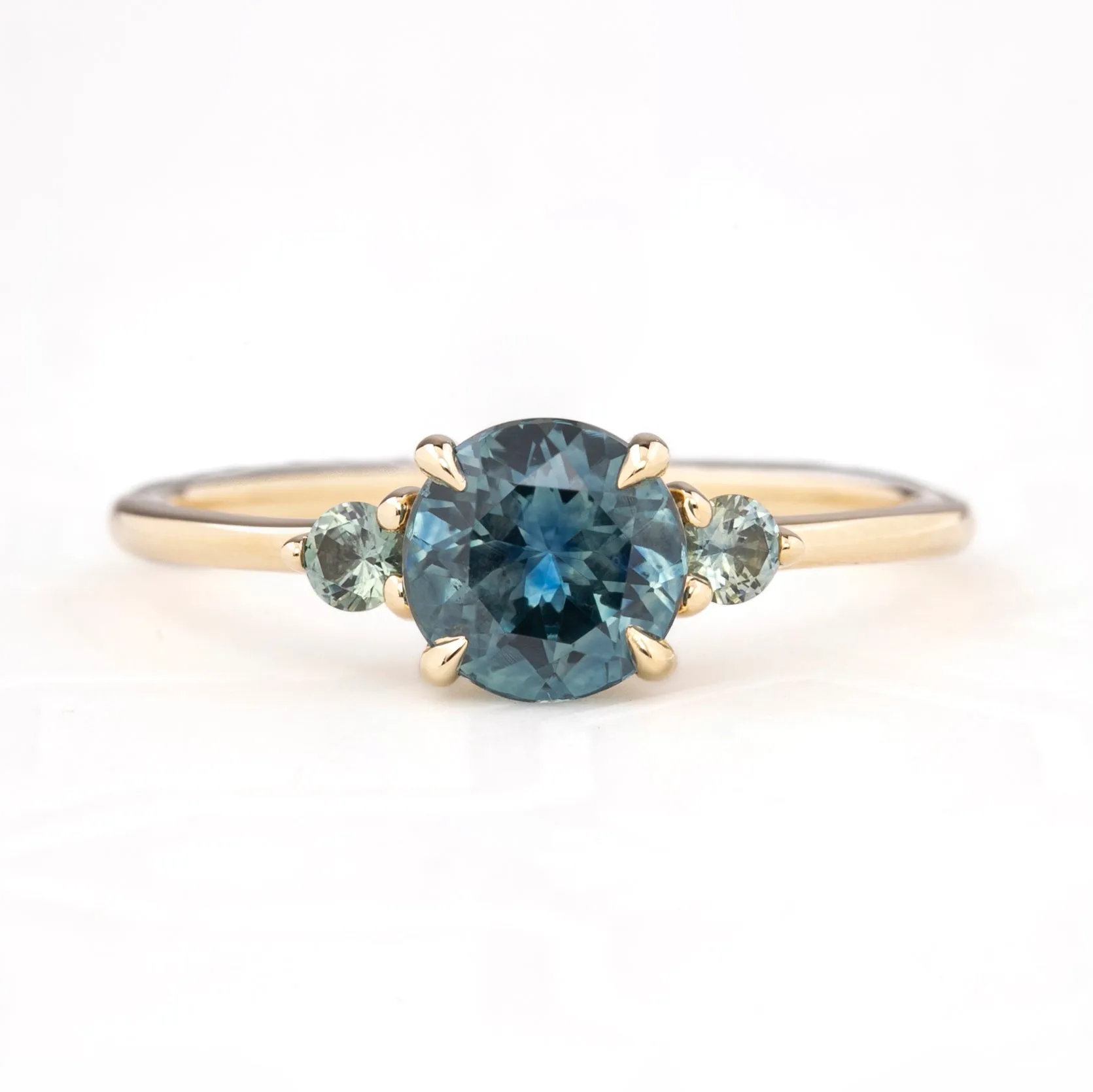 Emilie Grand Ring 1.19ct Teal Blue Montana Sapphire, 14k Yellow Gold (One of a kind)