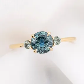 Emilie Grand Ring 1.19ct Teal Blue Montana Sapphire, 14k Yellow Gold (One of a kind)