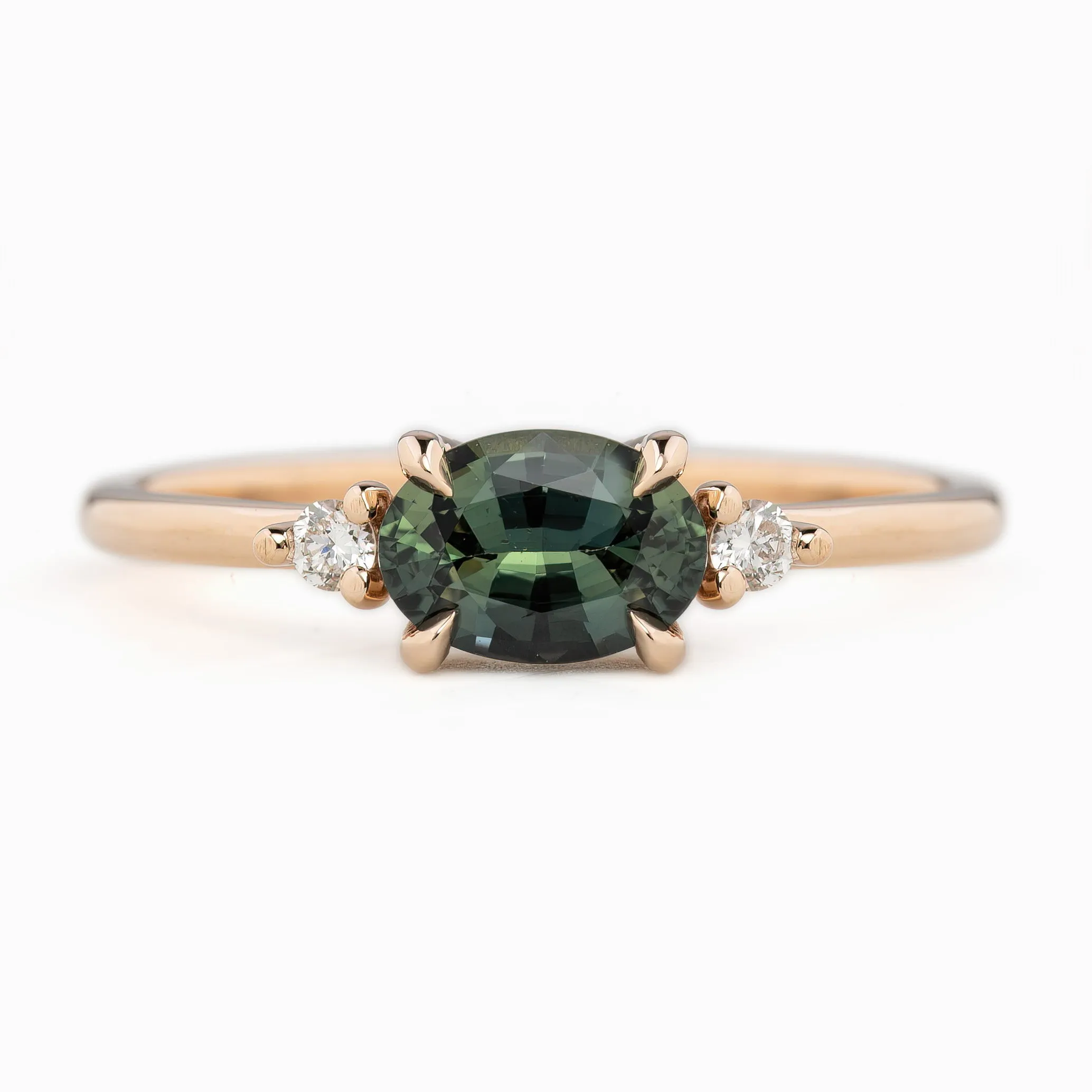 Emilie Ring 0.88ct Green Madagascar Sapphire, 14k Rose Gold (One of a kind)