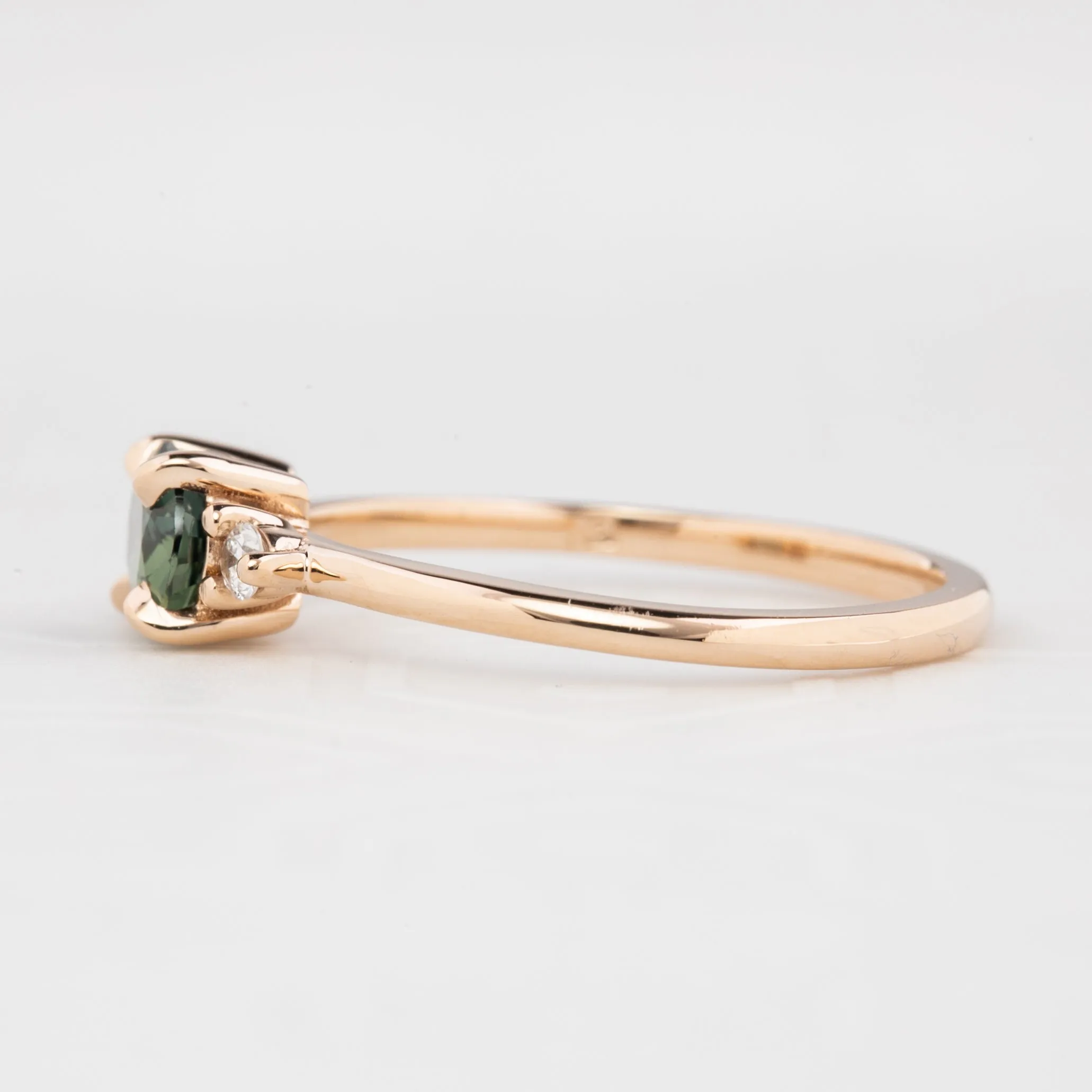 Emilie Ring 0.88ct Green Madagascar Sapphire, 14k Rose Gold (One of a kind)