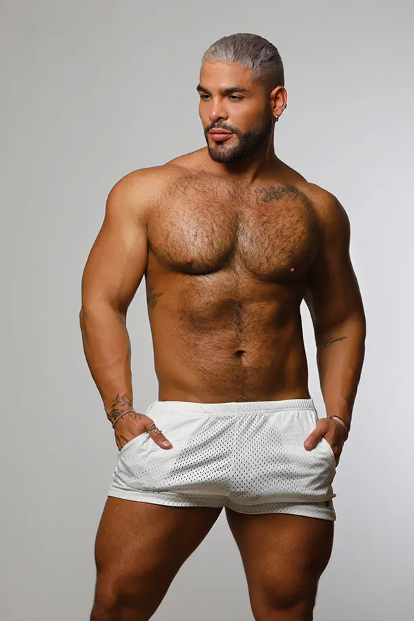 Festival 3" Jersey Mesh Short Shorts - Ivory