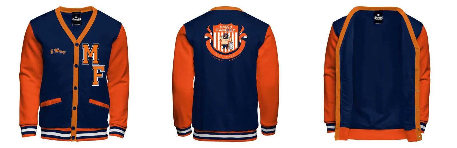 Fleece Varsity Cardigan With No Lining