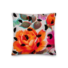 Flowers Butterflies Orange with Polka Dot | Cotton Cushion