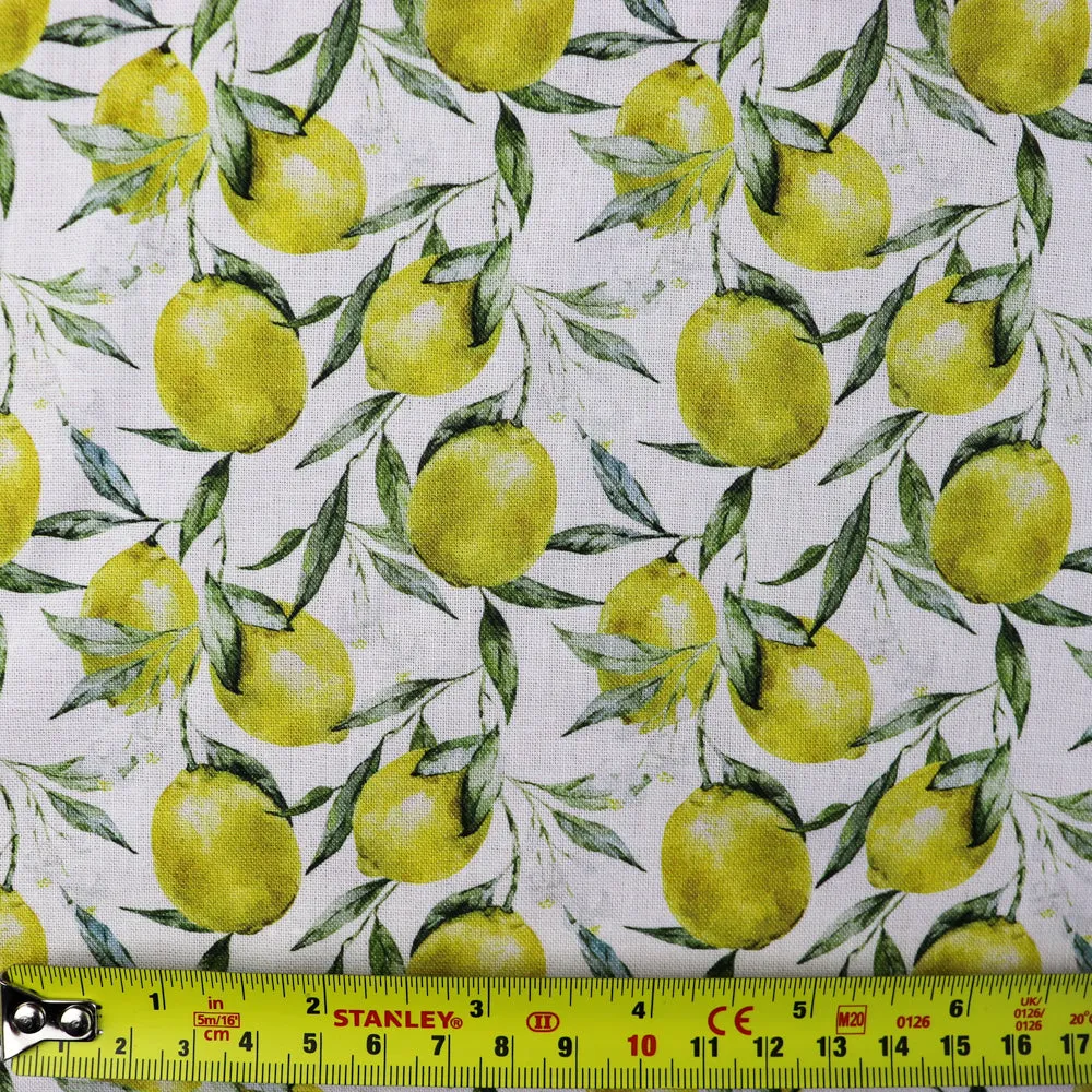 FS1028 Lemons Cotton Fabric White