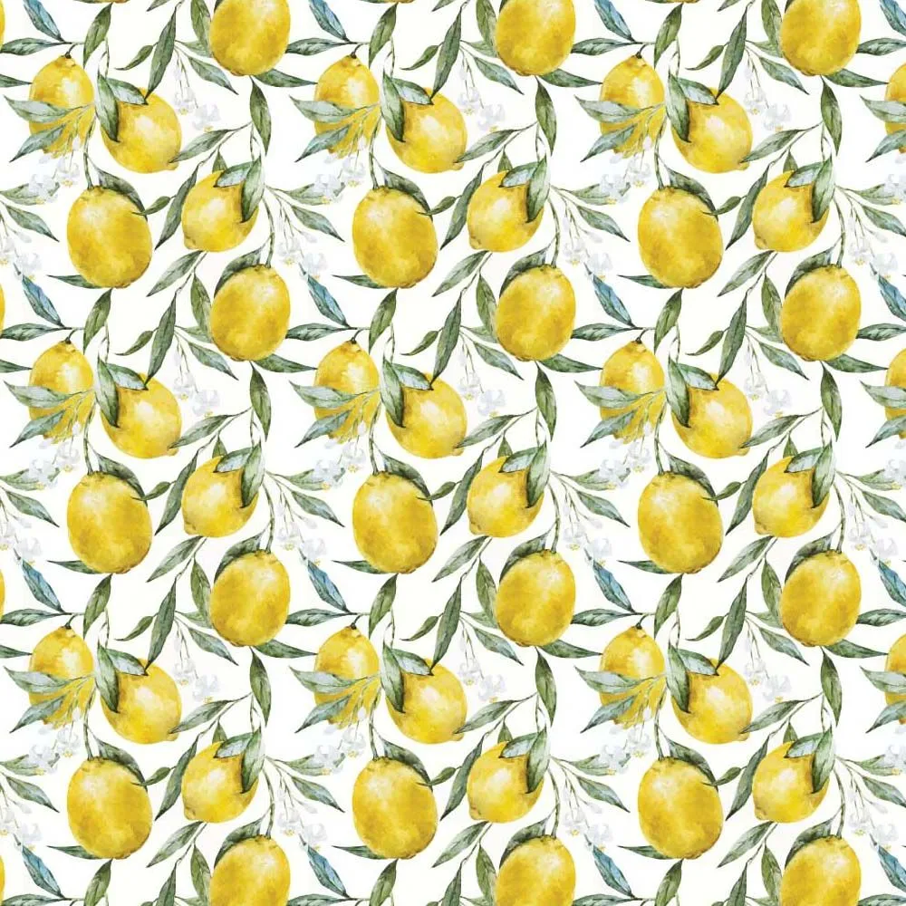 FS1028 Lemons Cotton Fabric White