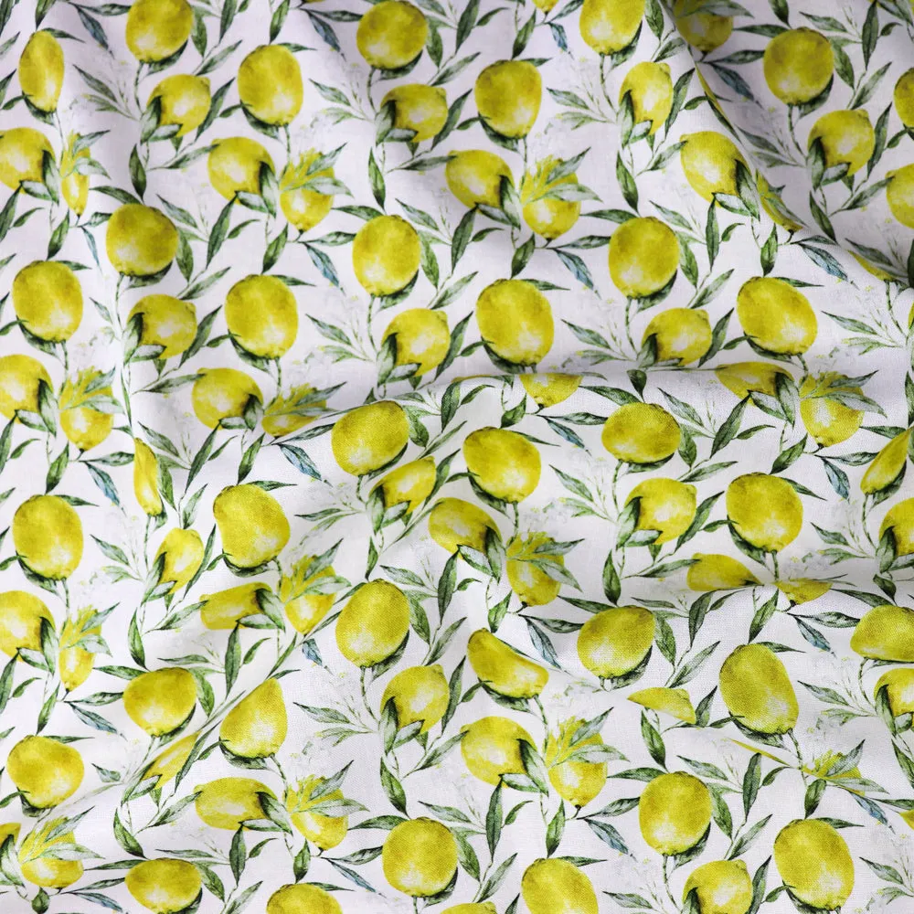 FS1028 Lemons Cotton Fabric White