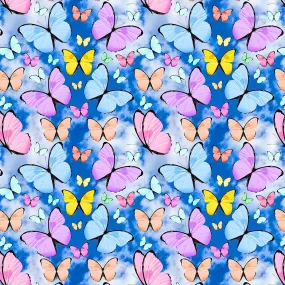 FS1186 Butterfly World Cotton Fabric Blue