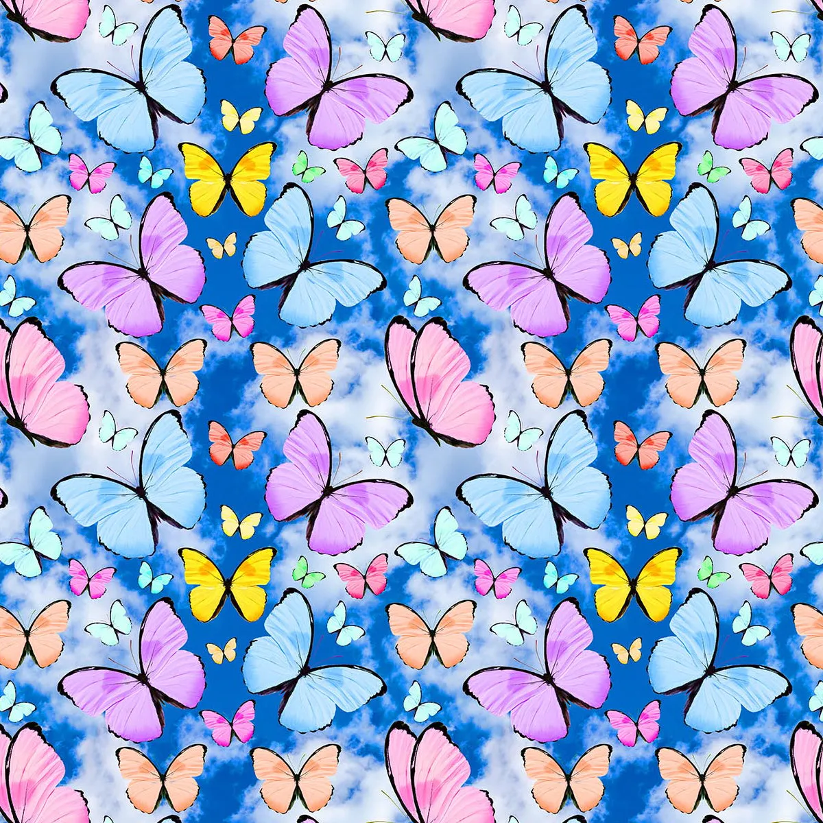 FS1186 Butterfly World Cotton Fabric Blue