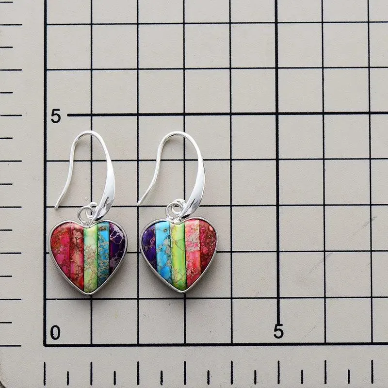 Giiny Green Jasper Hearts Drop Earrings