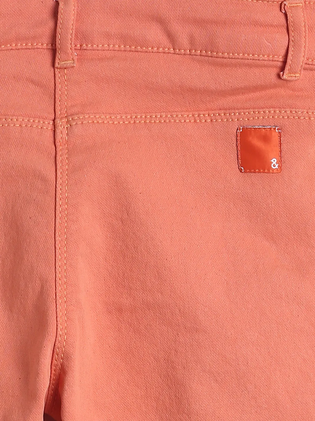 Girls Orange Embroidered Cotton Trouser